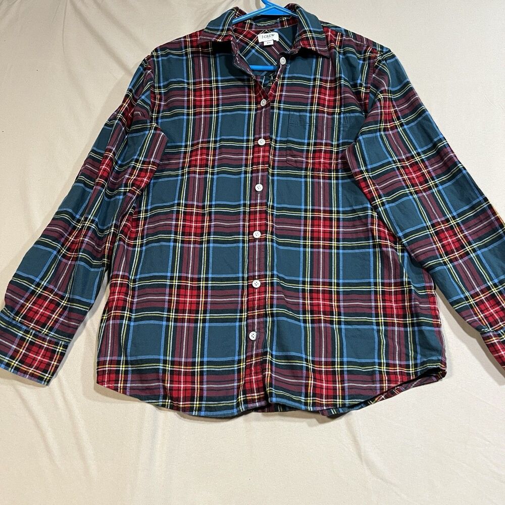 J.Crew Festive Holiday Stewart Tartan Plaid Flannel Shirt Blouse Women’s XS